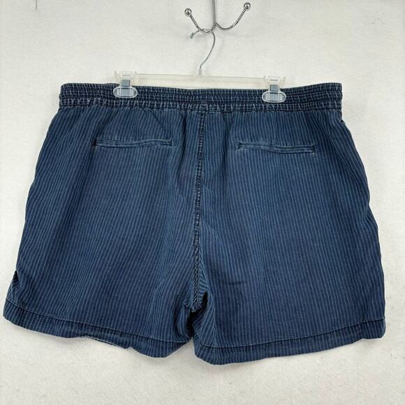 J Crew Seaside Shorts Size XL Indigo Blue Stripe High Rise Pull On Drawstring - Picture 6 of 11